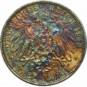 Niemcy, Saksonia-Meiningen, 3 marki 1913 D, Monachium