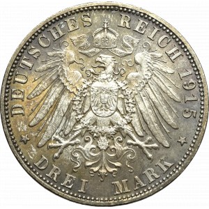 Germany, Saxony, 3 mark 1915