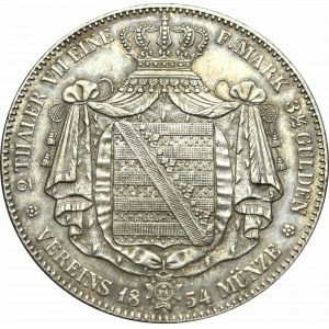 Germany, Friedrich August II, 2 taler = 3 1/2 gulden 1854 F