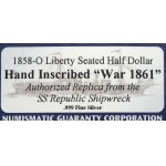 USA, half dollar 1858 Inscription 1861 - official replica