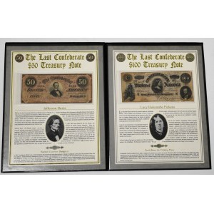 USA, 50 i 100 dolarów 1864 w oryginalnym albumie