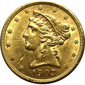 USA, 5 dollars 1903, San Francisco - Liberty