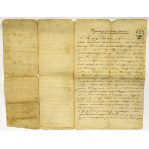 Polska, Wyciąg notarialny Chrzanów 1873 Apolinary Horawtt