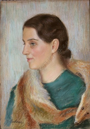 Juliusz Czechowicz (1894-1974), Kobieta w etoli z lisa