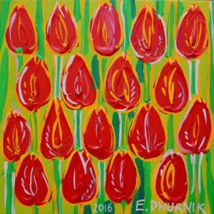 Edward Dwurnik, Czerwone tulipany (2016)