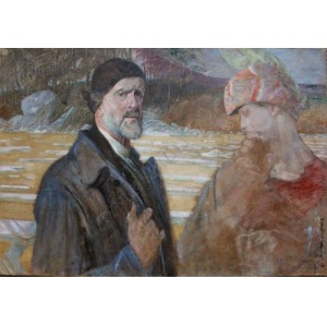 Jacek Malczewski (1854-1929), Autoportret ze św. Agnieszką