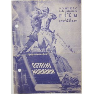 Program filmowy OSTATNI MOHIKANIN z 1936 roku
