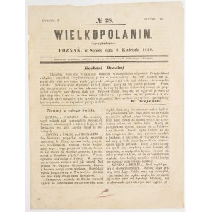 Czasopismo WIELKOPOLANIN numer 28 z dnia 6 kwietnia 1850r.