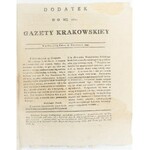 Czasopismo GAZETA KRAKOWSKA nr 101 z 18 grudnia 1799 roku + DODATEK