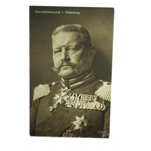 Pocztówka Feldmarszałek Hindenburg w pełnej gali orderowej
