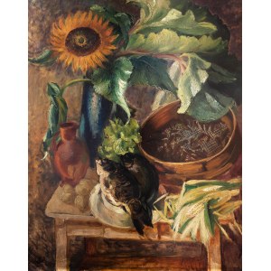 Fryderyk Pautsch (1887 Delatyn - 1950 Krakov), Zátišie (slnečnice - girasole, zátišie, slnečnice a kapor), 1932.