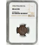 5 groszy 1936 - NGC MS62 BN