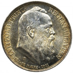 Niemcy, Bawaria, Regent Luitpold, 3 marki Monachium 1911 D