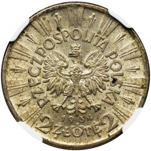 Piłsudski, 2 złote 1934 - NGC AU58