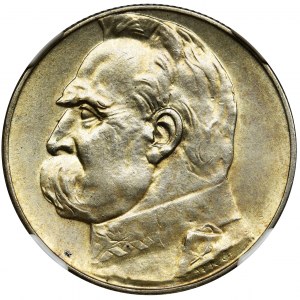 Piłsudski, 5 złotych 1938 - NGC MS61
