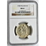 Piłsudski, 5 złotych 1938 - NGC MS61