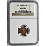 1 grosz 1932 - NGC MS63 RB