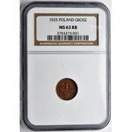 1 grosz 1925 - NGC MS63 RB