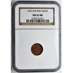 1 grosz 1925 - NGC MS63 RB