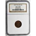 2 grosze 1937 - NGC MS62 RB