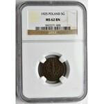 5 groszy 1925 - NGC MS62 BN