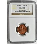 5 groszy 1938 - NGC MS64 RD