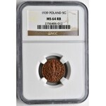 5 groszy 1939 - NGC MS64 RB