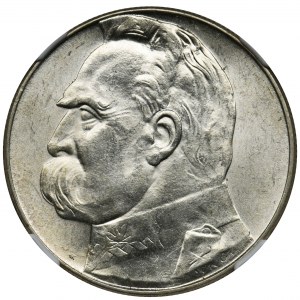 Piłsudski, 10 złotych 1939 - NGC MS62