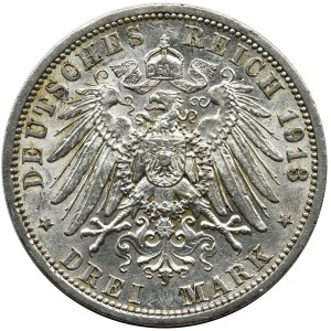 Germany, Prussia, William II, 3 mark Berlin 1913 A