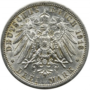 Niemcy, Prusy, Wilhelm II, 3 marki Berlin 1913 A