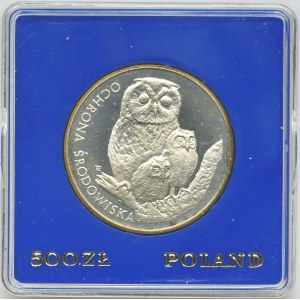 500 złotych 1986 - Ochrona Środowiska Sowa