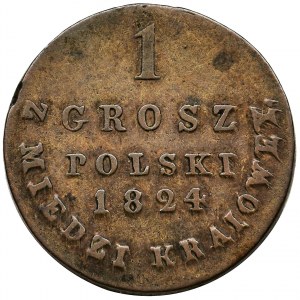 Królestwo Polskie, 1 grosz polski z MIEDZI KRAIOWEY Warszawa 1824 IB