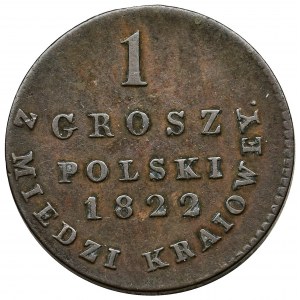 Królestwo Polskie, 1 grosz polski z MIEDZI KRAIOWEY 1822 IB