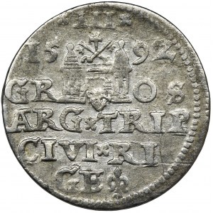 Sigismund III Vasa, 3 Groschen Riga 1592 - LI