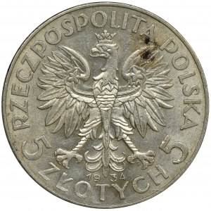 Głowa Kobiety, 5 złotych Warszawa 1934