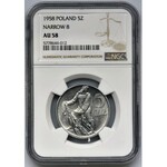 5 złotych 1958 Rybak - wąska ósemka - NGC AU58