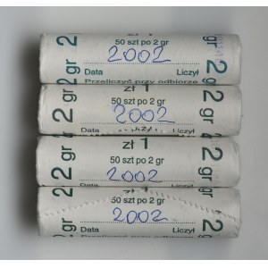 4 x Rulon bankowy, 2 grosze 2002 (200 szt.)