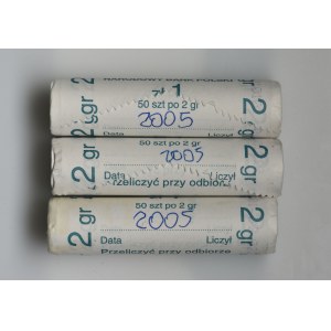 3 x Rulon bankowy, 2 grosze 2005 (150 szt.)