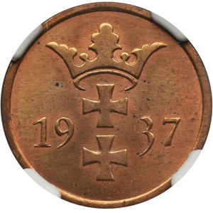 Wolne Miasto Gdańsk, 2 fenigi 1937 - NGC MS62 RD - RZADKIE