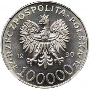 100.000 złotych 1990, Solidarność - TYP A - NGC MS66