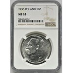 Piłsudski, 10 złotych 1936 - NGC MS62