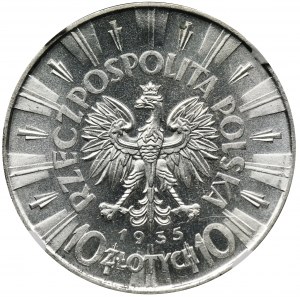 Piłsudski, 10 złotych 1935 - NGC MS62