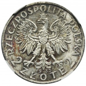 Głowa Kobiety, 2 złote 1933 - NGC MS62