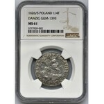 Sigismund III Vasa, 1/4 Thaler Danzig 1626/5 - P: - NGC MS61