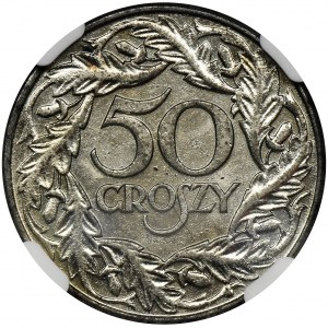 50 groszy 1938 - NGC MS62 - WZÓR, niklowane