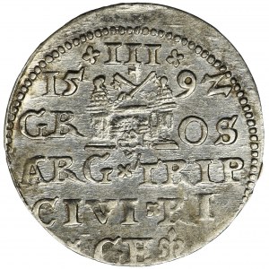 Sigismund III Vasa, 3 Groschen Riga 1592 - LI