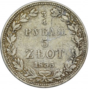 3/4 rubel = 5 zloty Warsaw 1835 MW