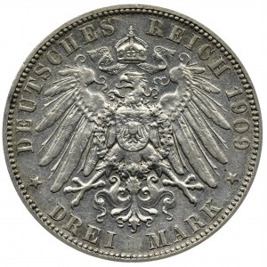 Germany, Saxony, Friedrich August III, 3 mark Muldenhütten 1909 E