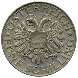 Austria, I Republika, 5 szylingów Wiedeń 1935 - Magna Mater