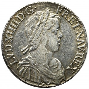 France, Louis XIV, 1/2 écu à la mèche longue Aix-en-Provence 1651 - RARE
